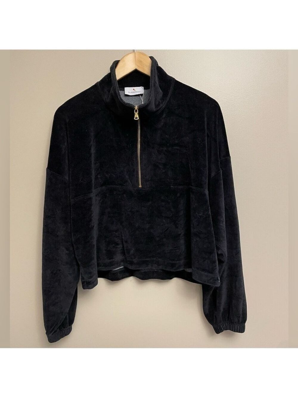 Gil Rodriguez Velour Quarter Zip Sweater Black XS